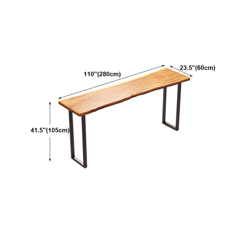 Modern Rectangle Bar Dining Table Wood Sled Bar Height Cocktail Table with Iron Base