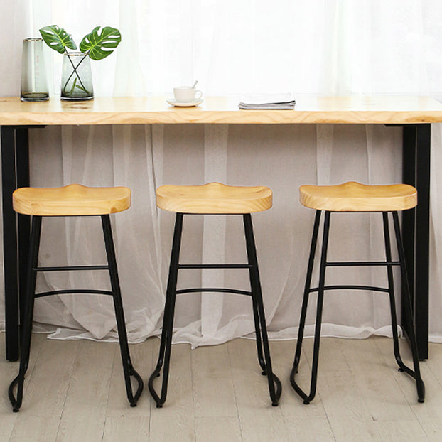 Modern Rectangle Bar Dining Table Wood Sled Bar Height Pub Table with Iron Base