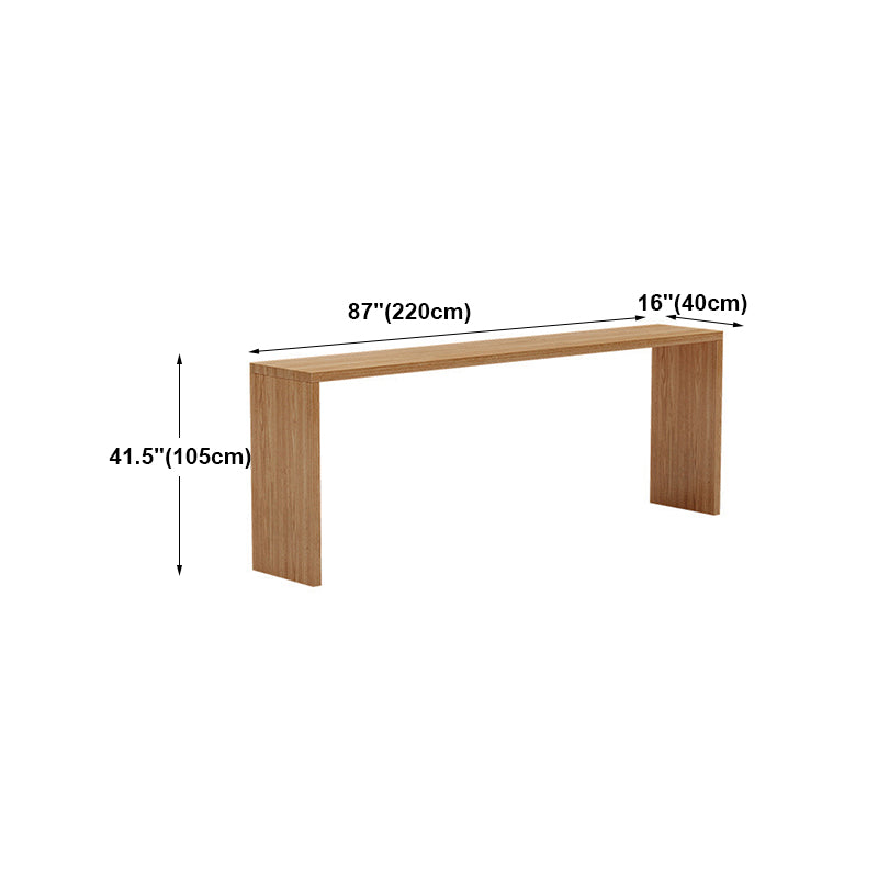 Modern Rectangle Bar Dining Table Double Pedestal Wood Bar Height Table in Brown