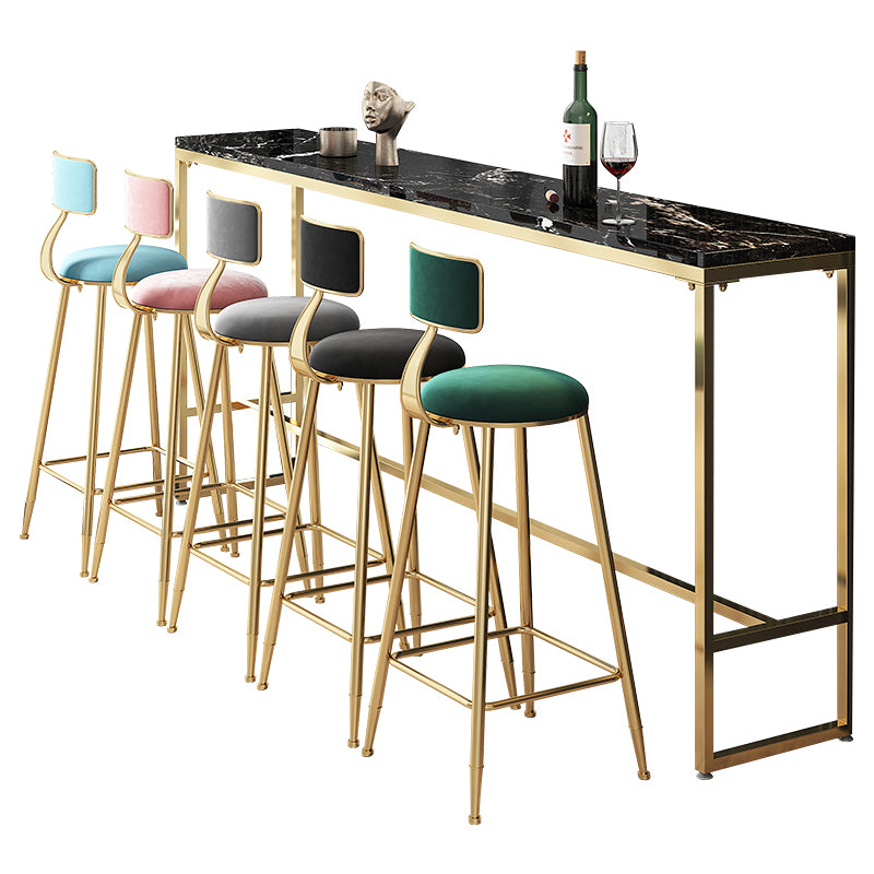 Marble Rectangle Counter Height Dining Table Indoor Footrest Pub Height Dining Table