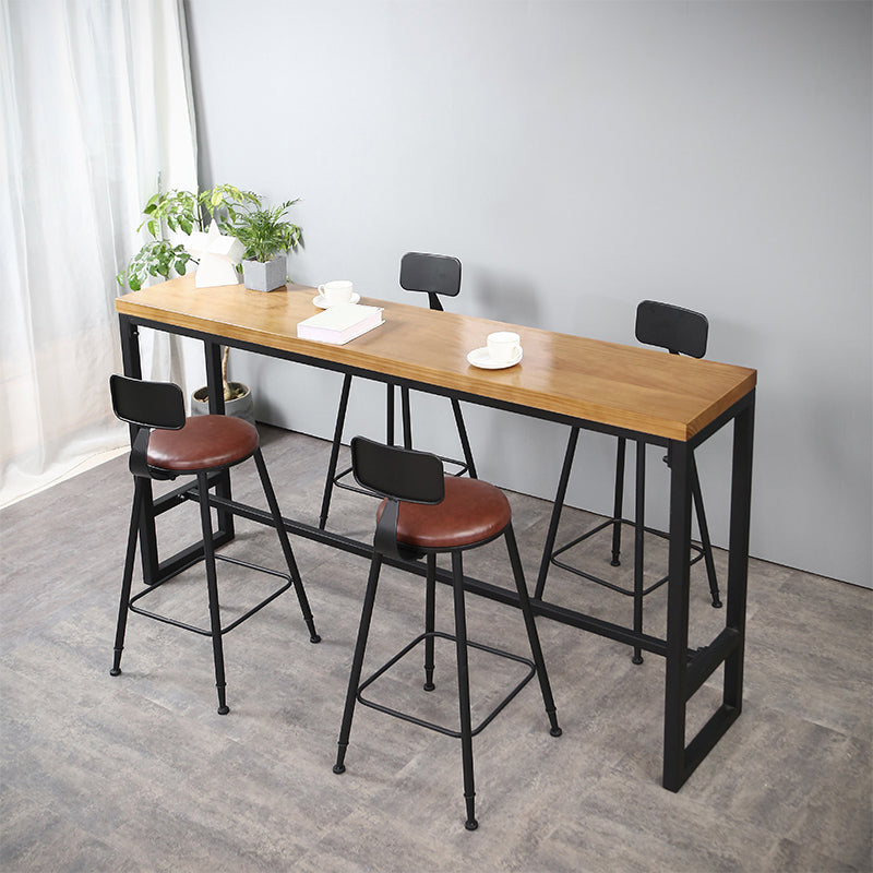 Modern Rectangle Bar Dining Table Wood Bar Height Table with Trestle Base