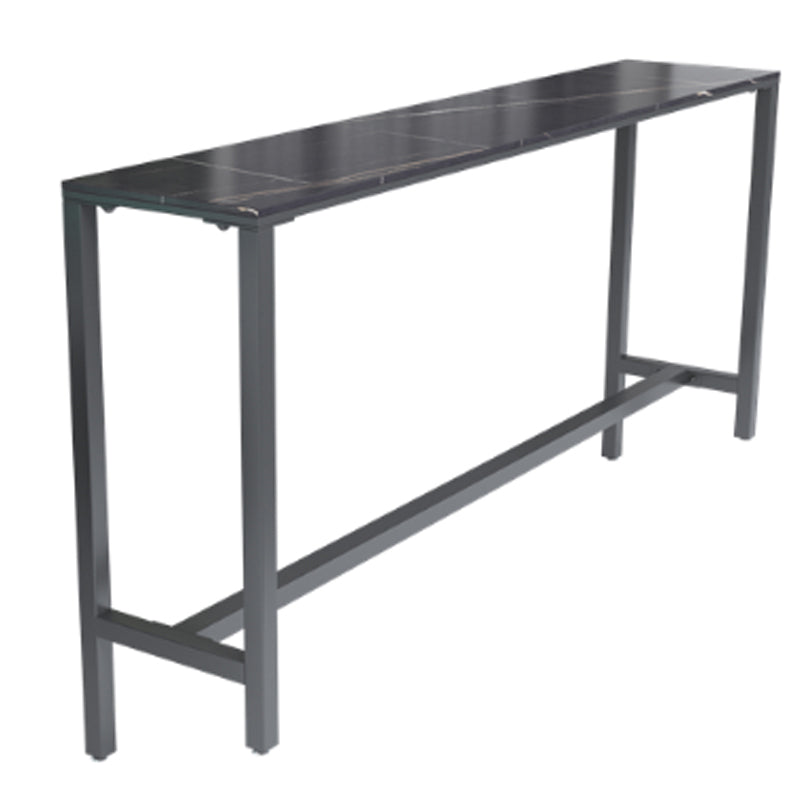 Rectangle Stone Modern Cocktail Bar Table Footrest Trestle Pub Height Dining Table