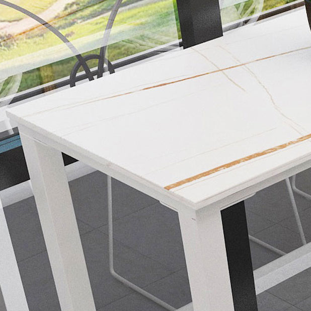 Rectangle Stone Modern Cocktail Bar Table Footrest Trestle Pub Height Dining Table