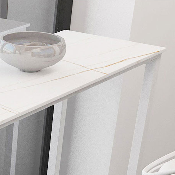 Rectangle Stone Modern Cocktail Bar Table Footrest Trestle Pub Height Dining Table