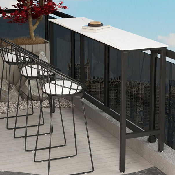 Rectangle Stone Modern Cocktail Bar Table Footrest Trestle Pub Height Dining Table
