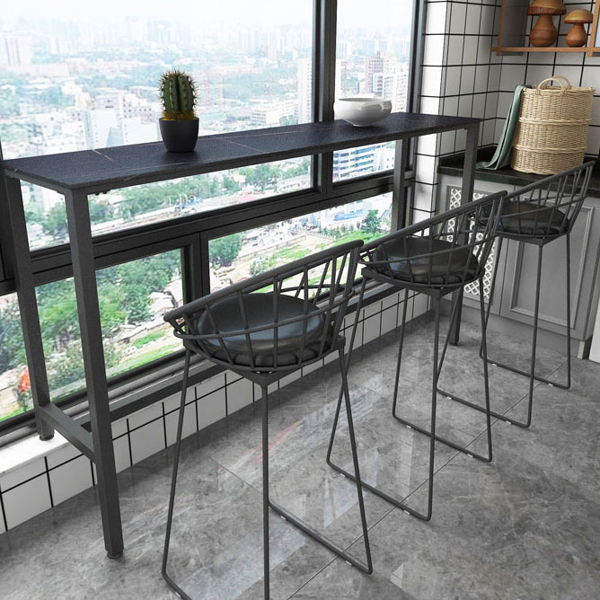 Rectangle Stone Modern Cocktail Bar Table Footrest Trestle Pub Height Dining Table