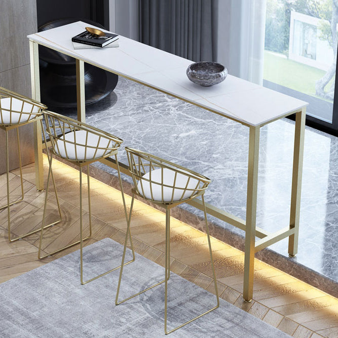 Rectangle Stone Modern Cocktail Bar Table Footrest Trestle Pub Height Dining Table