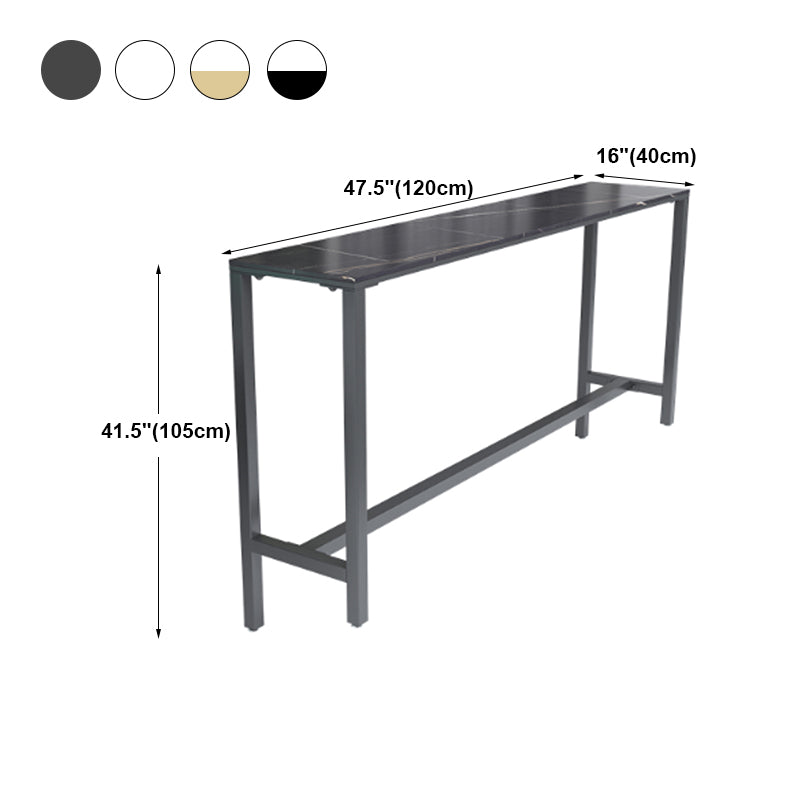 Rectangle Stone Modern Cocktail Bar Table Footrest Trestle Pub Height Dining Table