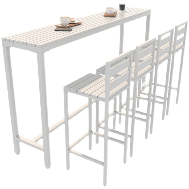 Cafe Footrest Bar Height Table Modern Wood Fixed Table Bistro Bar Table