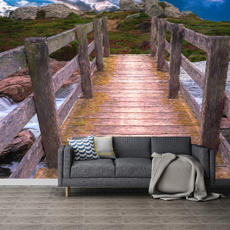 Wooden Bridge Environment Friendly Mural Wallpaper Space Extension Wall Mural