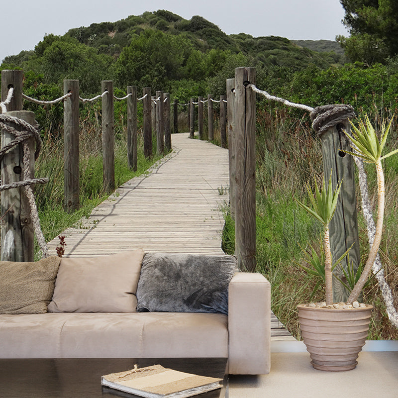 Wooden Bridge Environment Friendly Mural Wallpaper Space Extension Wall Mural
