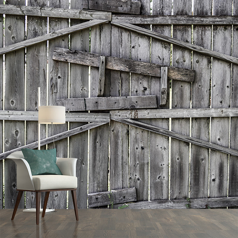 3D Mural Industrial Style Wood Grain Mural Mildew Resistant Decorative Wall Art