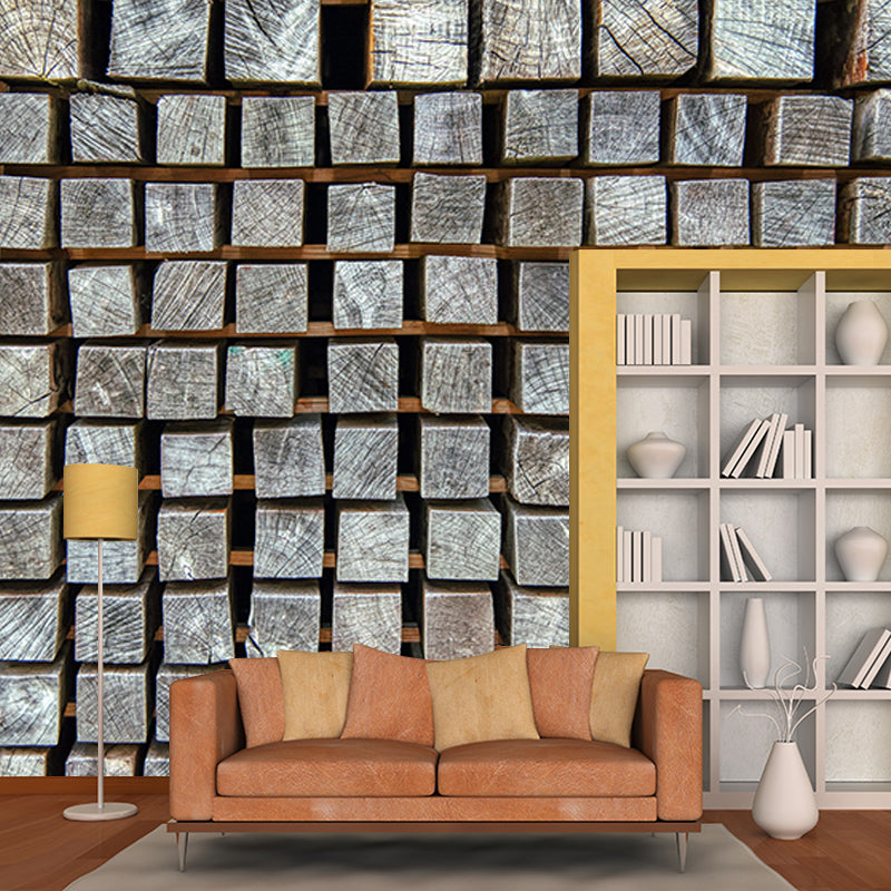 3D Industrial Wood Grain Customized Mural Mildew Resistant Decorative Wall Covering