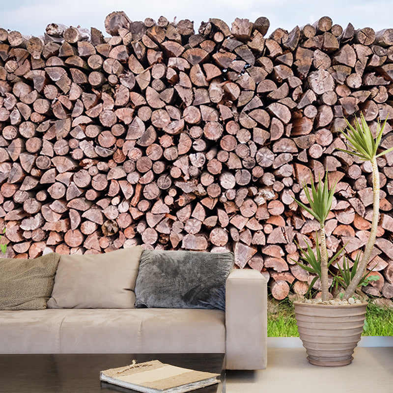 3D Industrial Wood Grain Customized Mural Mildew Resistant Decorative Wall Covering