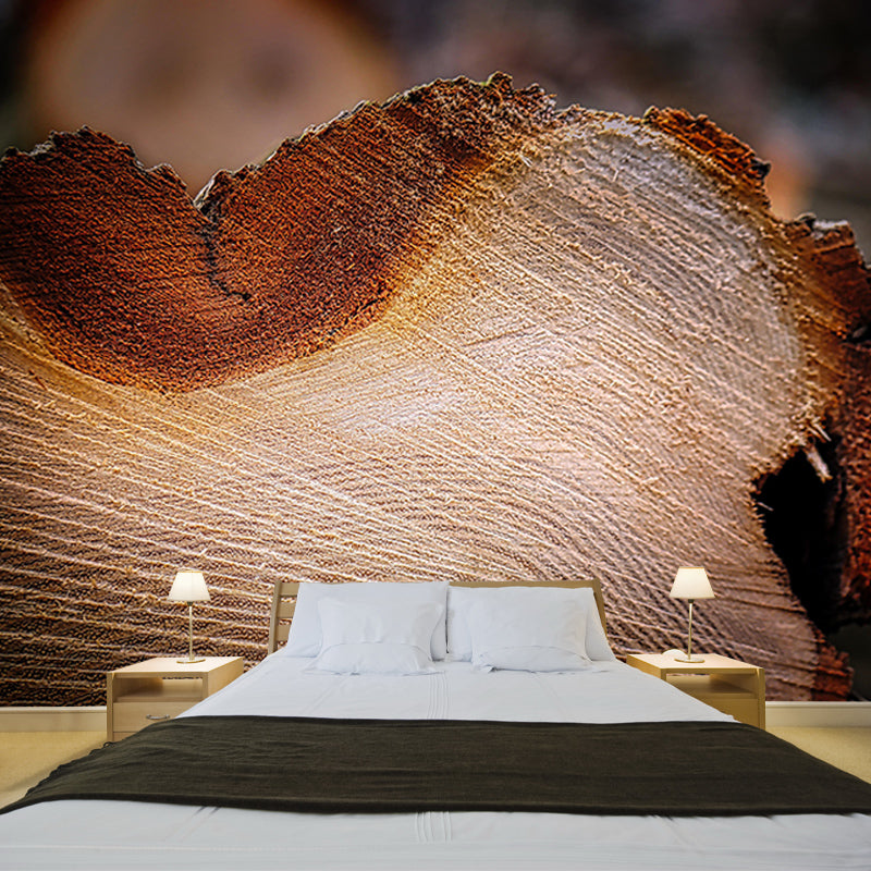Mural 3D Wood Grain Industrial Style Mural Mildew Resistant Decorative Bedroom Wall Mural