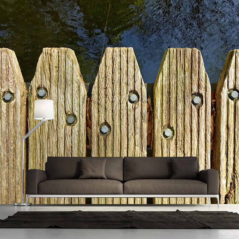 Mural 3D Wood Grain Industrial Style Mural Mildew Resistant Decorative Bedroom Wall Mural