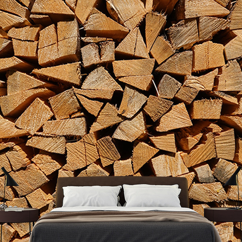 Wood Grain 3D Mural Industrial Wall Mural Mildew Resistant Decorative Dining Room Mural