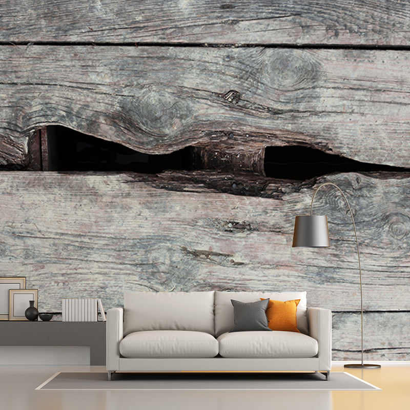 Wood Grain 3D Mural Industrial Wall Mural Mildew Resistant Decorative Dining Room Mural