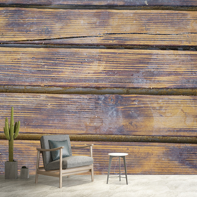 Wood Grain 3D Mural Industrial Wall Mural Mildew Resistant Decorative Dining Room Mural