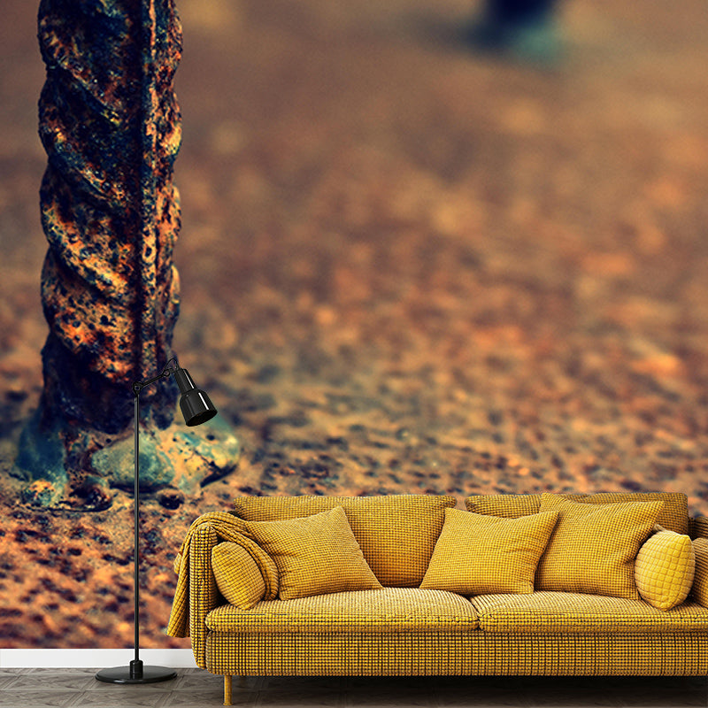 Mural Wallpaper Industrial Metal Wall Mildew Resistant Decorative Boys Bedroom Wall Art