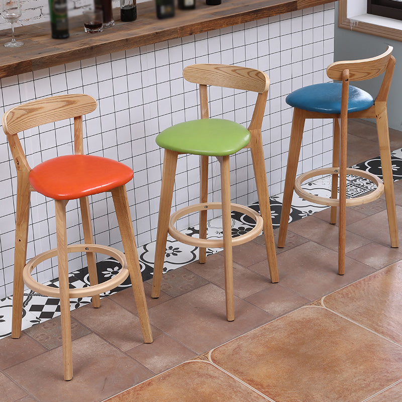 Taburete de bar de estilo escandinavo con taburete de mostrador de asiento cuadrado de madera para bar de cocina