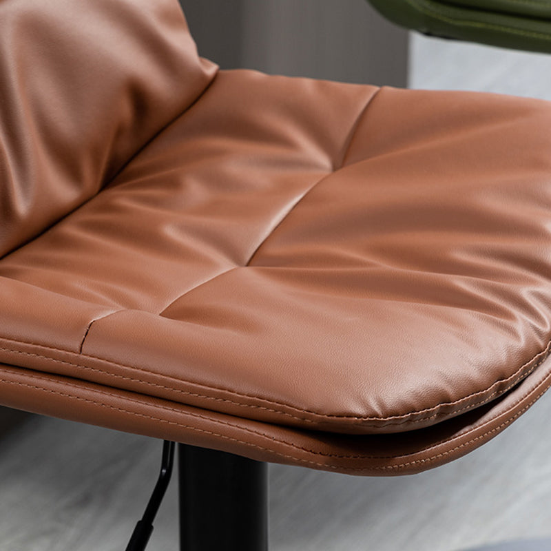 Taburete alto giratorios ajustables de hierro nórdico con asiento de cuero con asiento de cuero