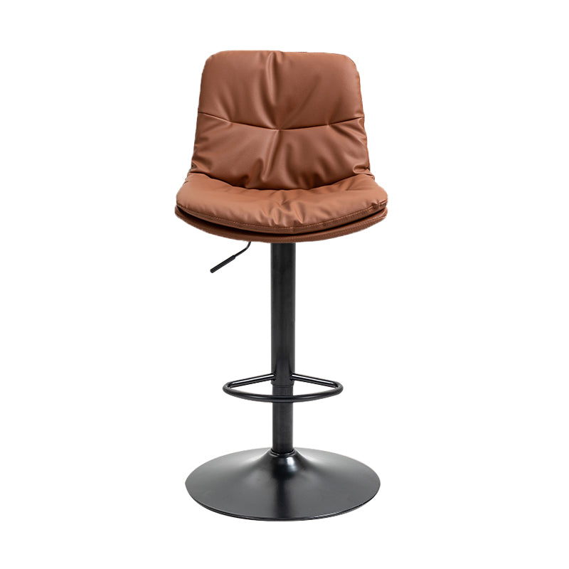 Taburete alto giratorios ajustables de hierro nórdico con asiento de cuero con asiento de cuero