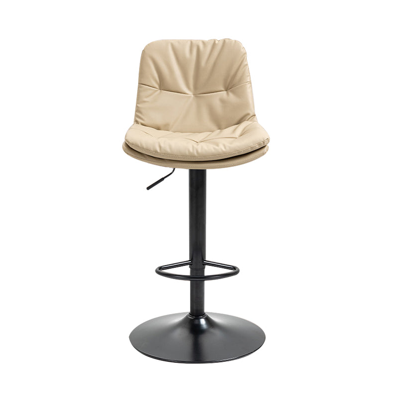 Taburete alto giratorios ajustables de hierro nórdico con asiento de cuero con asiento de cuero