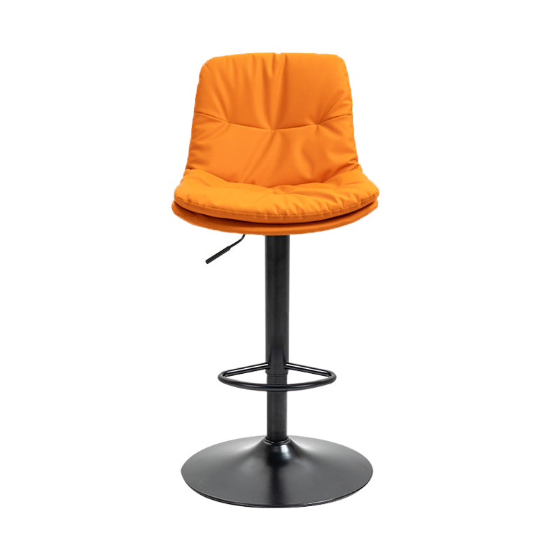 Taburete alto giratorios ajustables de hierro nórdico con asiento de cuero con asiento de cuero