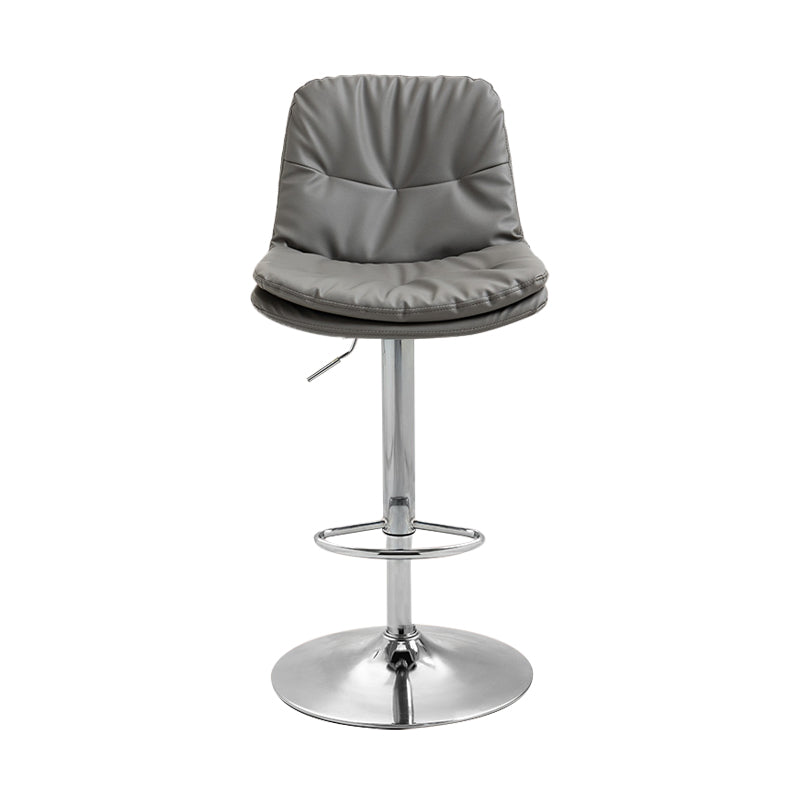 Taburete alto giratorios ajustables de hierro nórdico con asiento de cuero con asiento de cuero