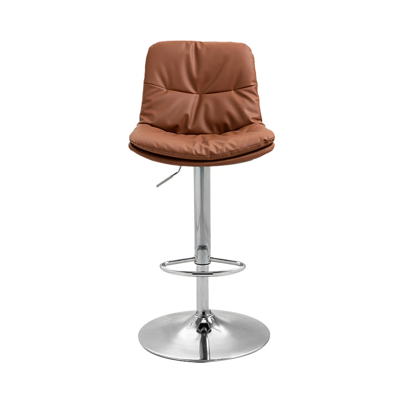 Taburete alto giratorios ajustables de hierro nórdico con asiento de cuero con asiento de cuero