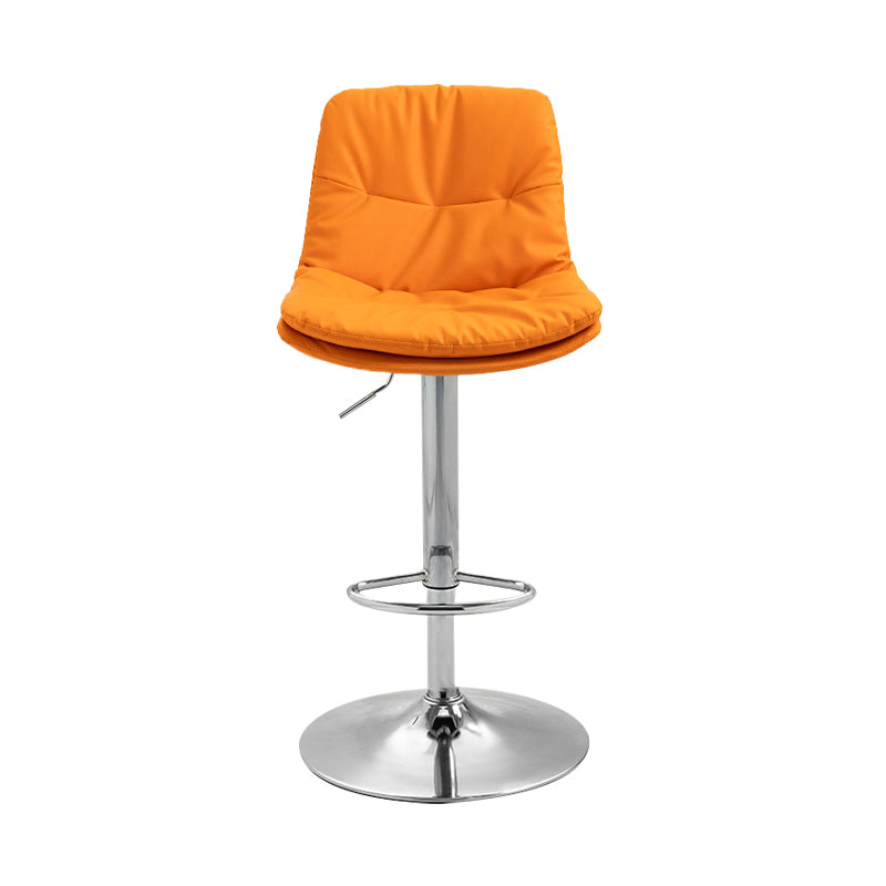 Taburete alto giratorios ajustables de hierro nórdico con asiento de cuero con asiento de cuero
