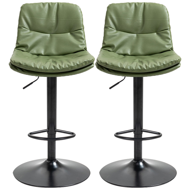 Taburete alto giratorios ajustables de hierro nórdico con asiento de cuero con asiento de cuero