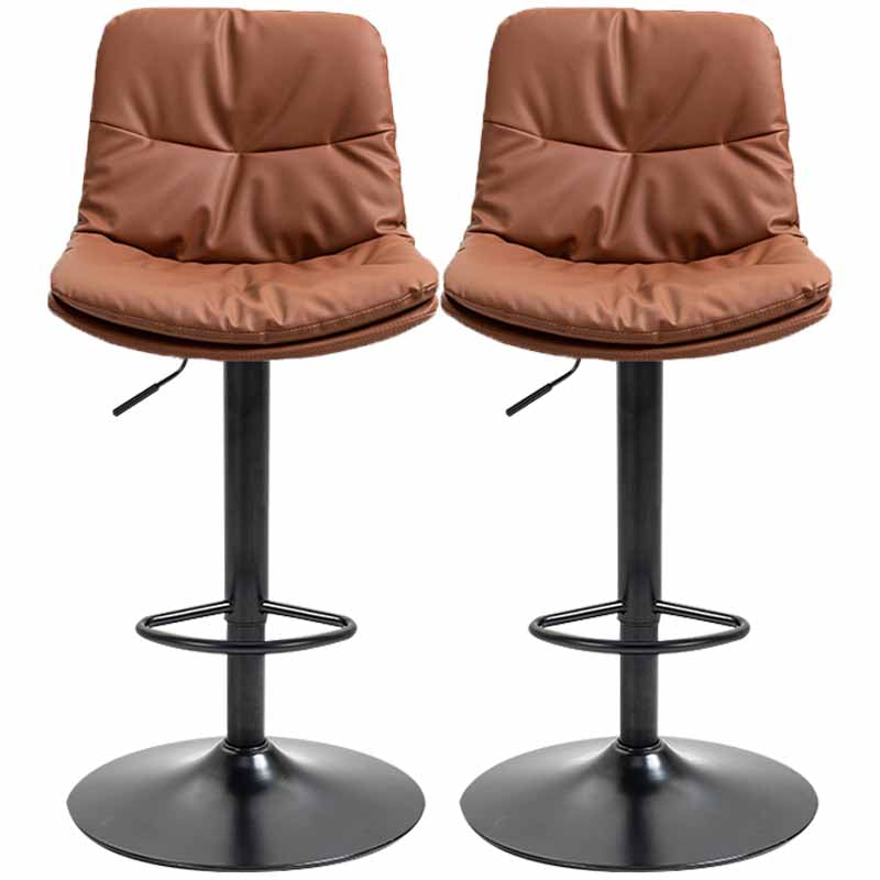 Taburete alto giratorios ajustables de hierro nórdico con asiento de cuero con asiento de cuero