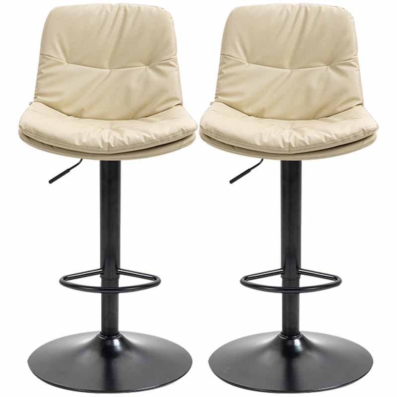 Taburete alto giratorios ajustables de hierro nórdico con asiento de cuero con asiento de cuero