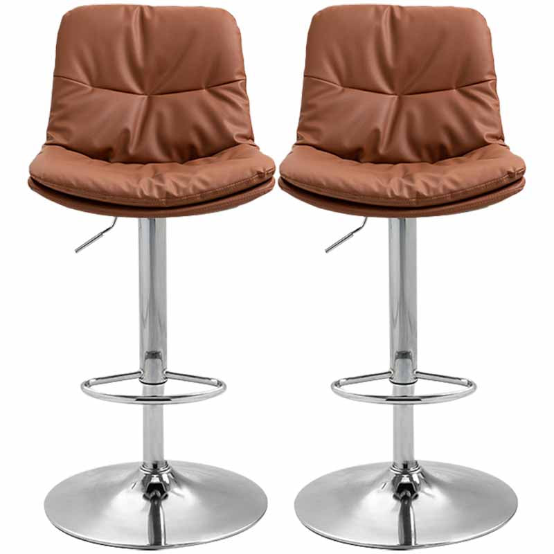 Taburete alto giratorios ajustables de hierro nórdico con asiento de cuero con asiento de cuero