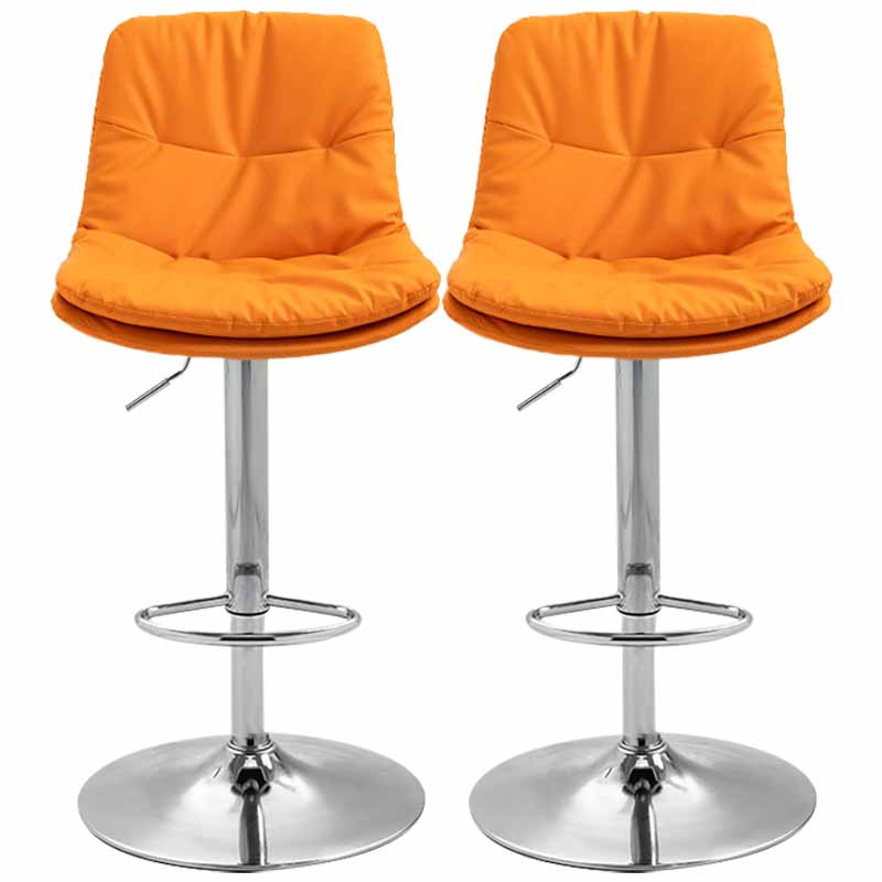 Taburete alto giratorios ajustables de hierro nórdico con asiento de cuero con asiento de cuero