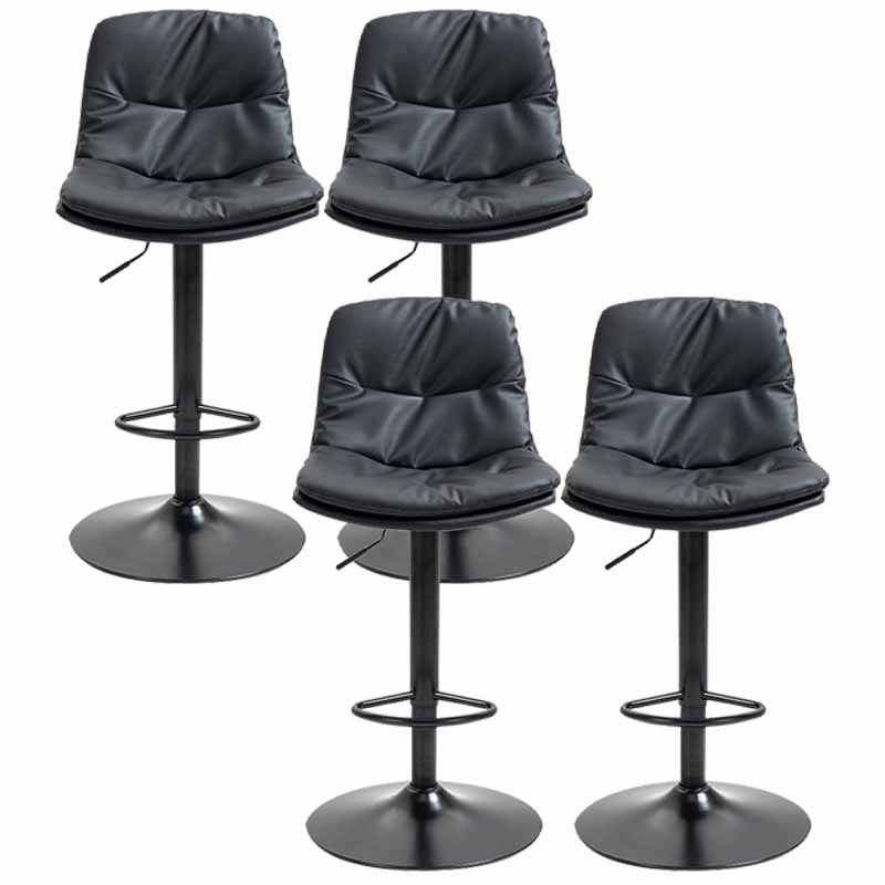 Taburete alto giratorios ajustables de hierro nórdico con asiento de cuero con asiento de cuero