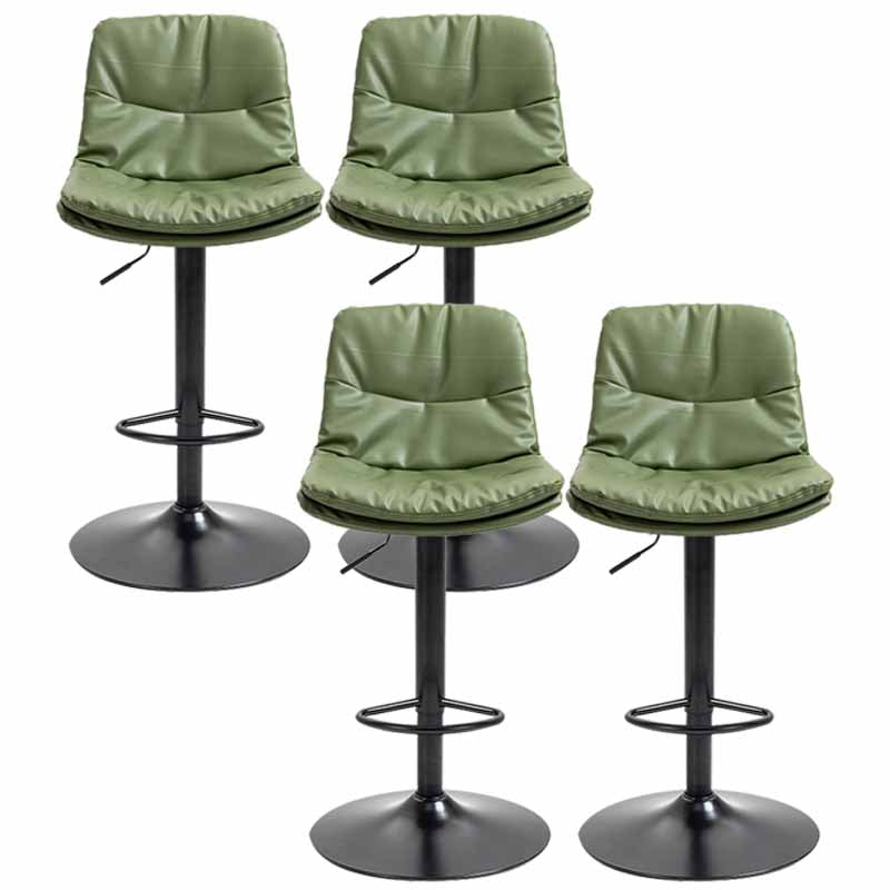 Taburete alto giratorios ajustables de hierro nórdico con asiento de cuero con asiento de cuero
