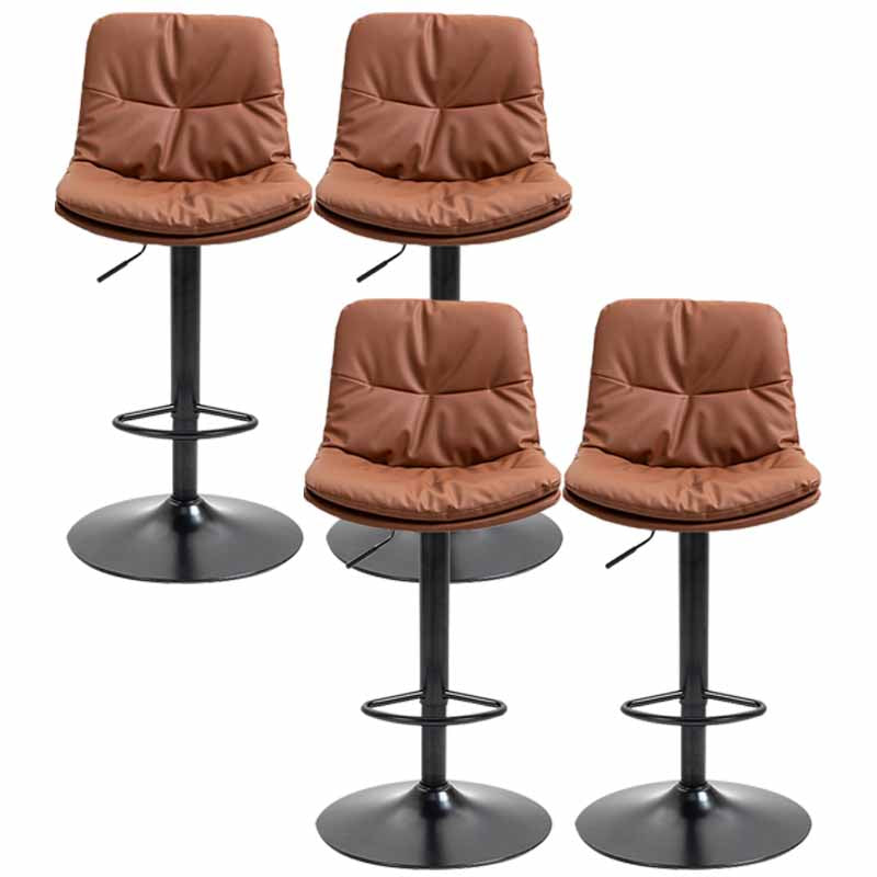 Taburete alto giratorios ajustables de hierro nórdico con asiento de cuero con asiento de cuero