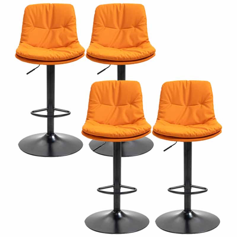 Taburete alto giratorios ajustables de hierro nórdico con asiento de cuero con asiento de cuero