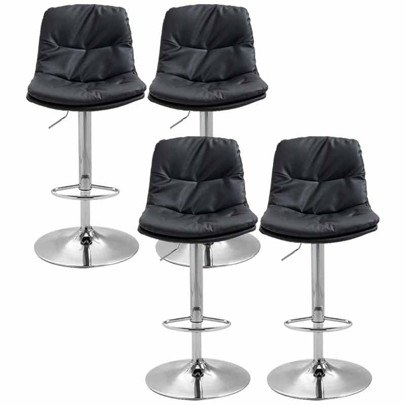 Taburete alto giratorios ajustables de hierro nórdico con asiento de cuero con asiento de cuero