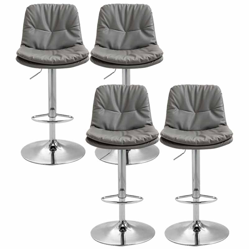 Taburete alto giratorios ajustables de hierro nórdico con asiento de cuero con asiento de cuero
