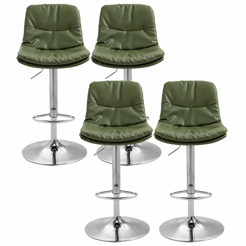 Taburete alto giratorios ajustables de hierro nórdico con asiento de cuero con asiento de cuero