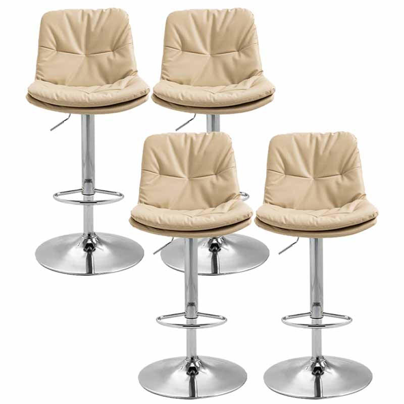Taburete alto giratorios ajustables de hierro nórdico con asiento de cuero con asiento de cuero