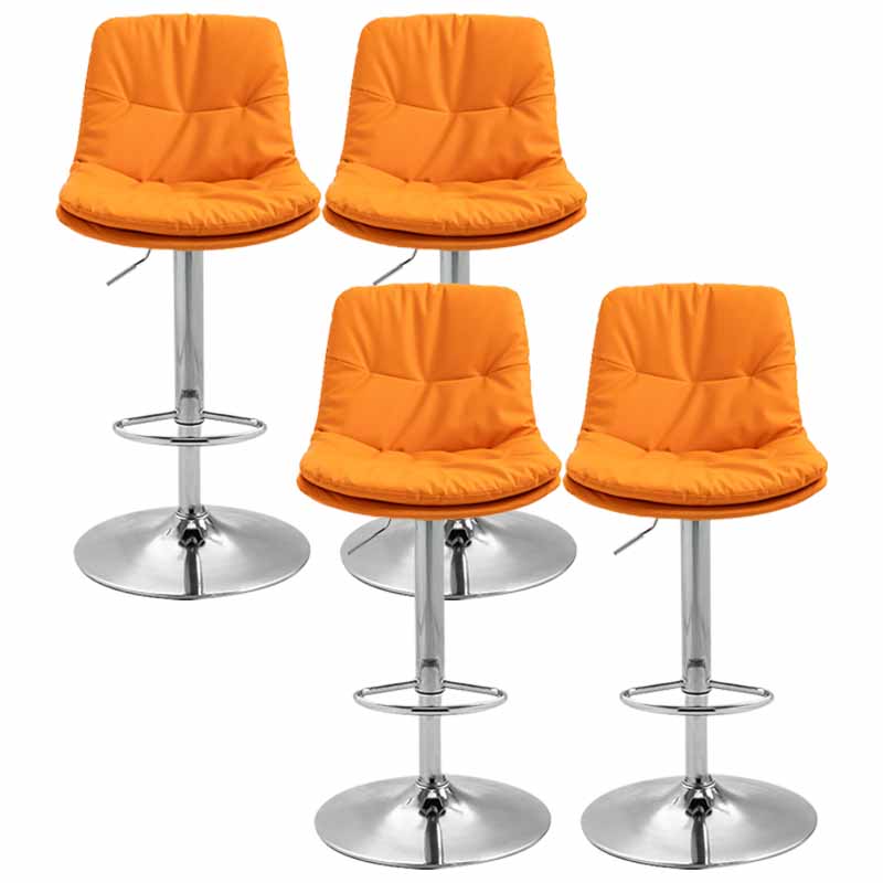 Taburete alto giratorios ajustables de hierro nórdico con asiento de cuero con asiento de cuero