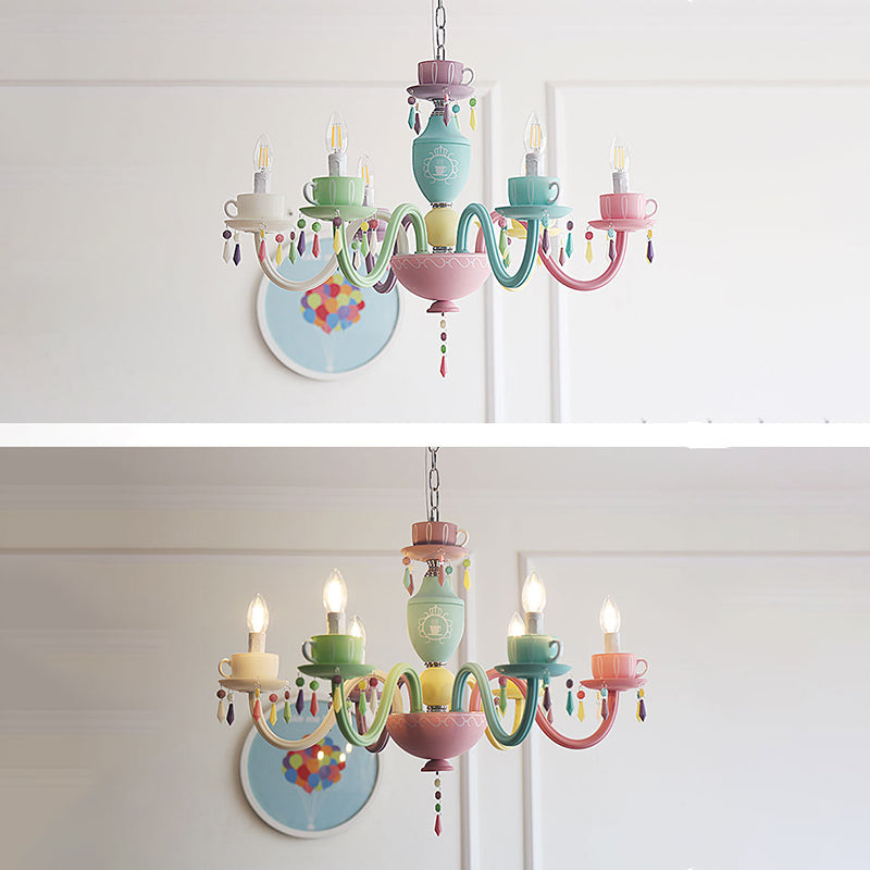 Lustre en macaron multi-tête contemporain luminaires de pendentif en verre métallique pour chambre à coucher pour la chambre à coucher