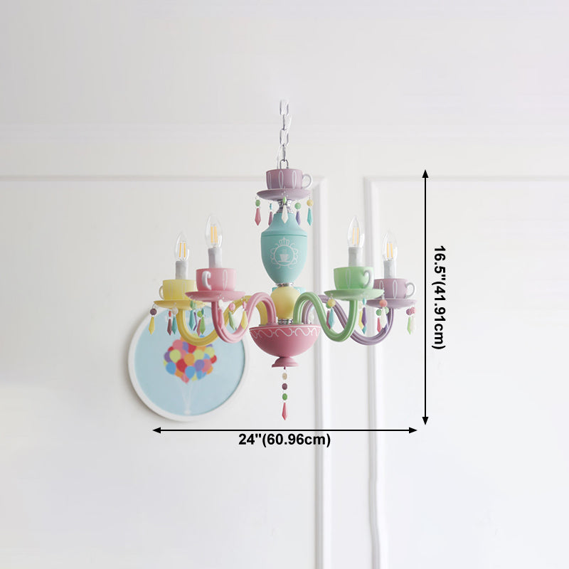 Lustre en macaron multi-tête contemporain luminaires de pendentif en verre métallique pour chambre à coucher pour la chambre à coucher