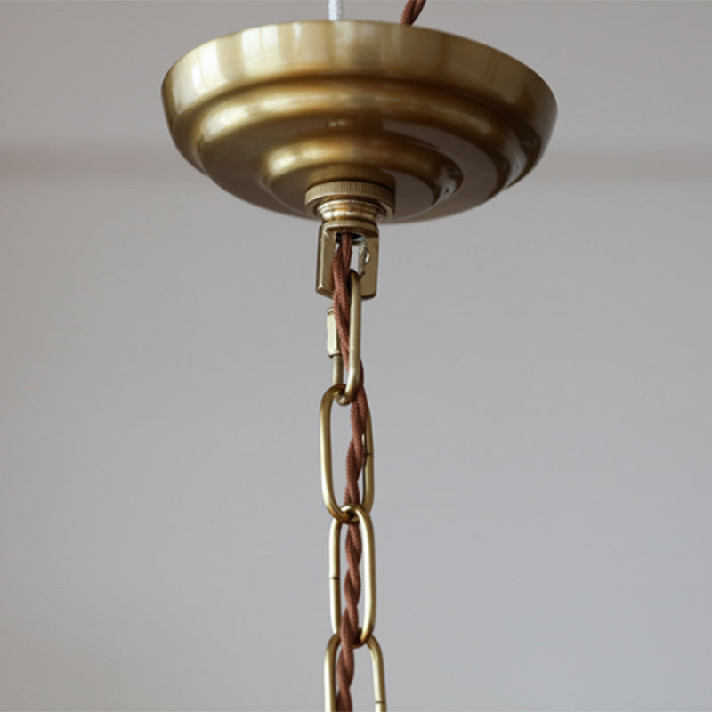 Brass Japanese Chandelier Bowl Shape Multi Light Hanging Light with Wood for Restaurant