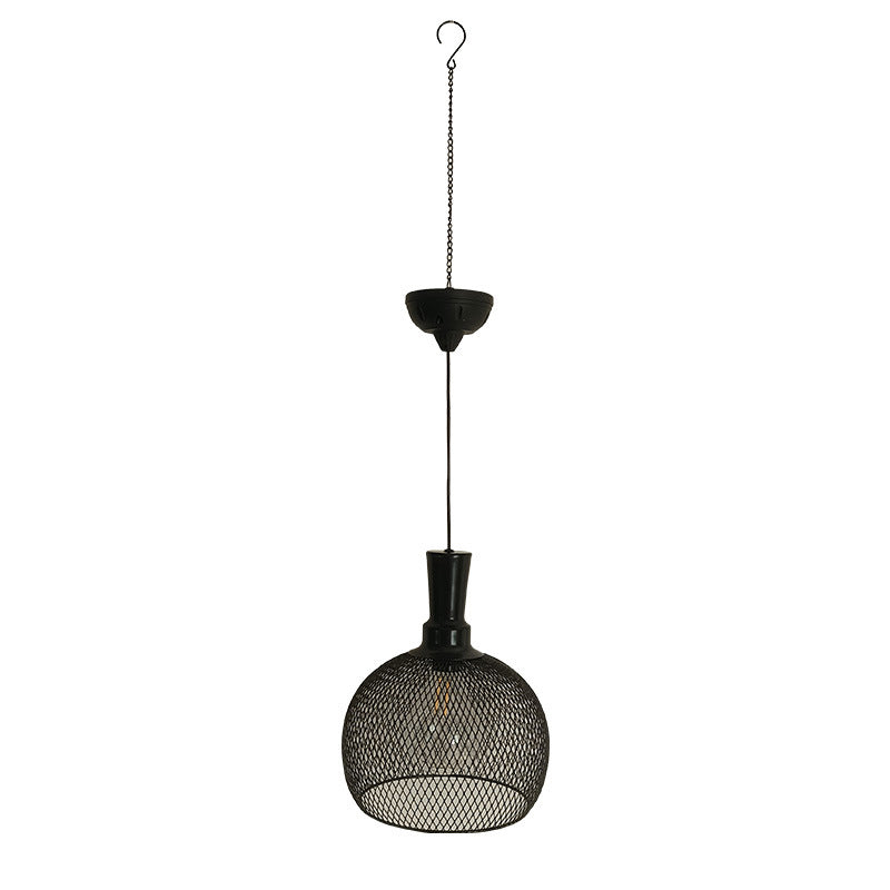Industrial Style Black Pendant Light 1 Light Mesh Screen Solar Energy Hanging Light